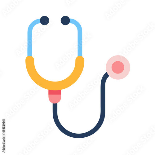 Stylized flat design stethoscope illustration against black background