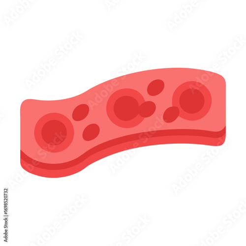 Abstract red shape with circles on black background