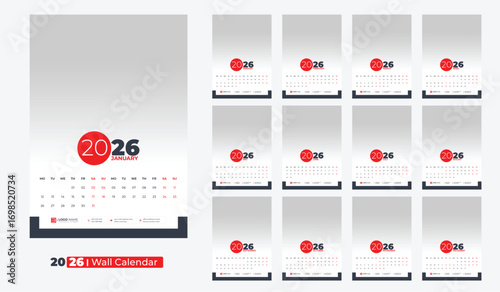 Wall Calendar 2026, calendar template design 2026