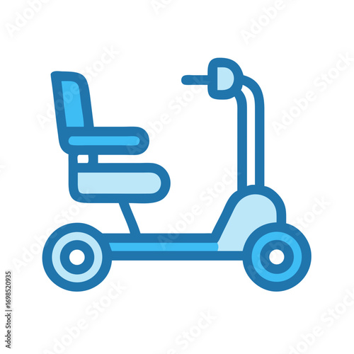 Iconic mobility scooter illustration on black background for accessibility