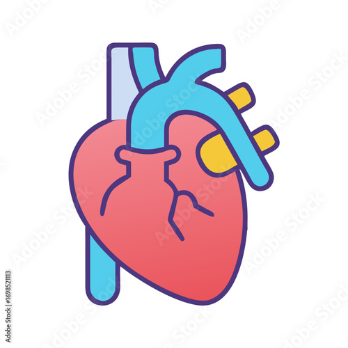 Colorful flat design heart illustration on black background
