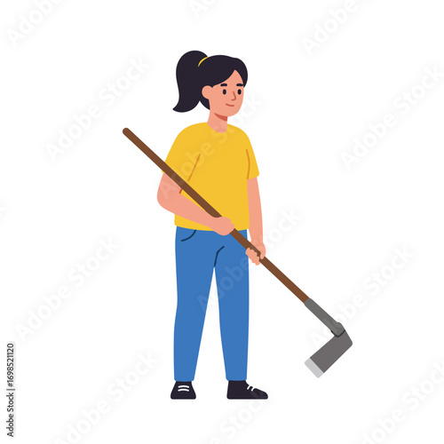 Woman with hoe