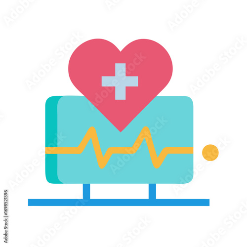 Heart beat monitor icon representing health care and wellness