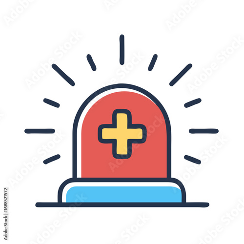 Emergency siren flat vector icon for medical assistance