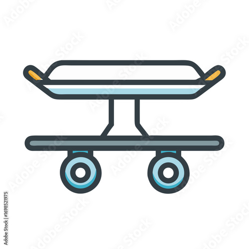 Medical gurney illustration on black background, hospital stretcher cart
