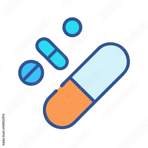 Pills and capsules medicine healthcare minimal design vector drawing
