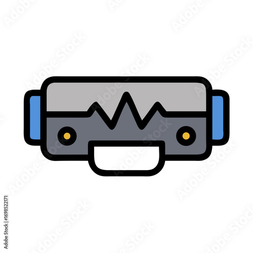 Flat Design VR Headset Icon with Black Background