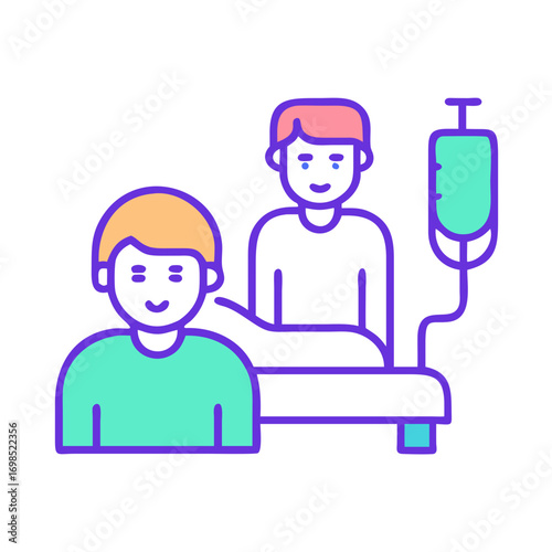 Abstract Patient and Healthcare Worker in Room Illustration