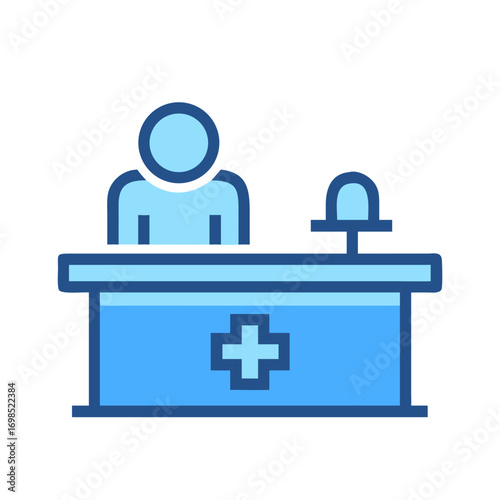 Doctor or nurse behind the reception desk vector illustration