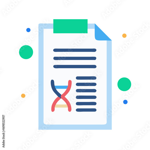 DNA Research Report Document with Colorful Elements and Shapes