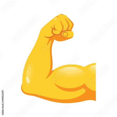 Strong flexed bicep muscle arm symbol demonstrating strength and fitness power vector