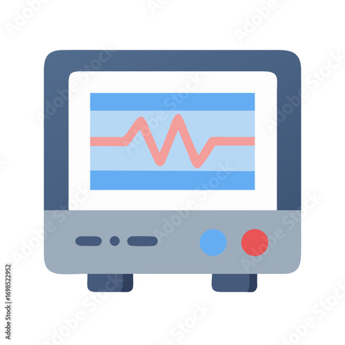 Stylized ECG Monitor Icon with Waveform on Display