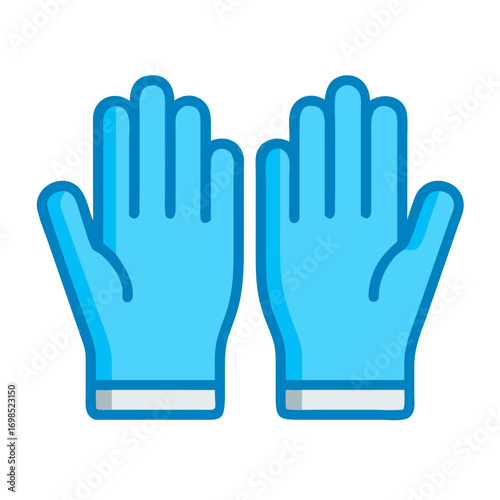 Medical gloves flat vector icon on a black background