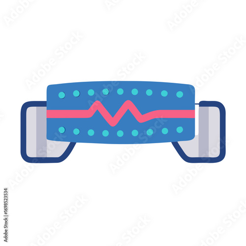Stylized blue fitness tracker showing heartbeat on black background