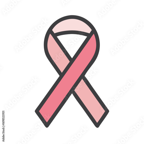 Pink ribbon icon for breast cancer awareness month graphic