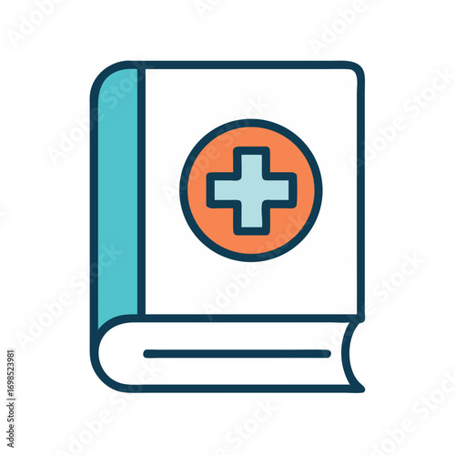 Medical book with plus symbol indicating healthcare information