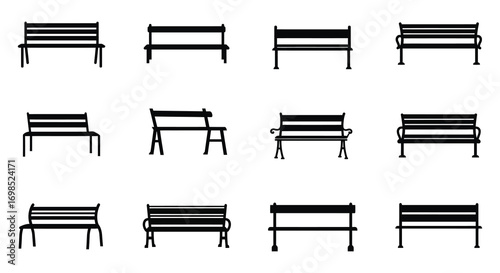 a collection of various bench designs arranged neatly