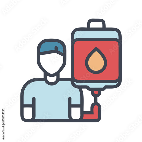 Medical professional with IV bag flat design illustration