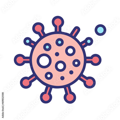 Pink and blue virus illustration against black background