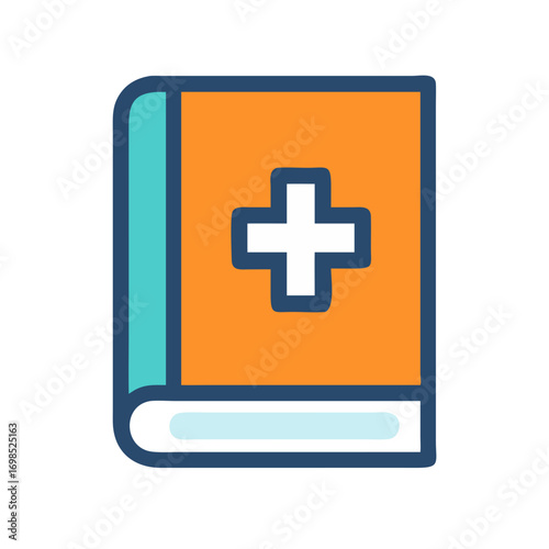 Medical handbook illustration with cross sign, health concept