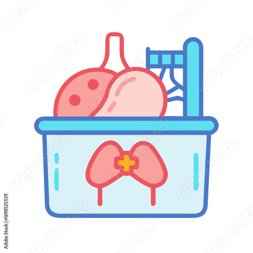 Stylized illustration of lungs in a container box