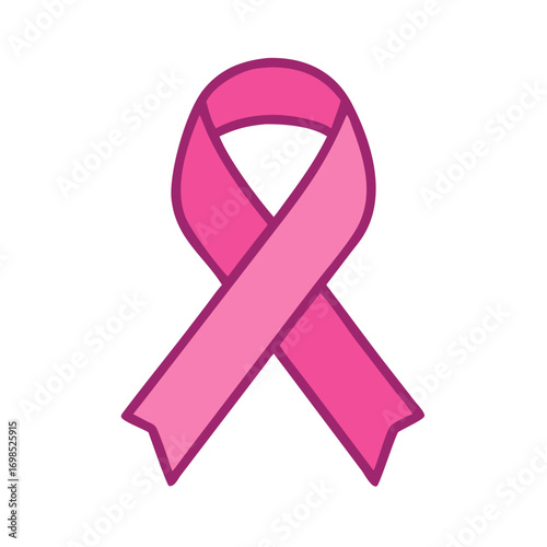 Pink ribbon graphic representing breast cancer awareness symbol