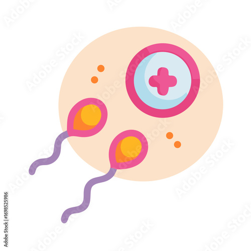 Fertilization Process Illustration with Sperm Cells Approaching the Egg