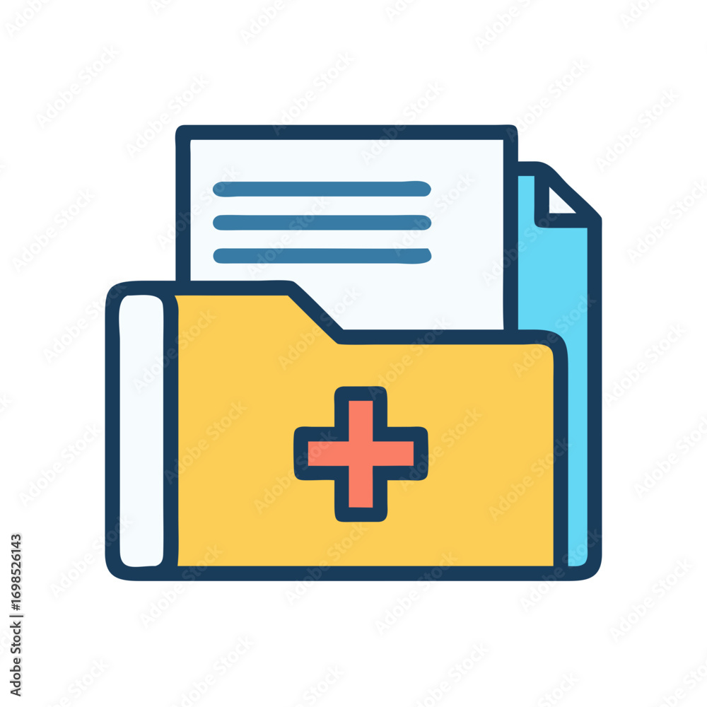 Fototapeta premium Medical file folder filled with patient information papers