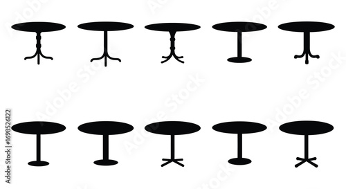 rows of tables with various leg designs displayed neatly