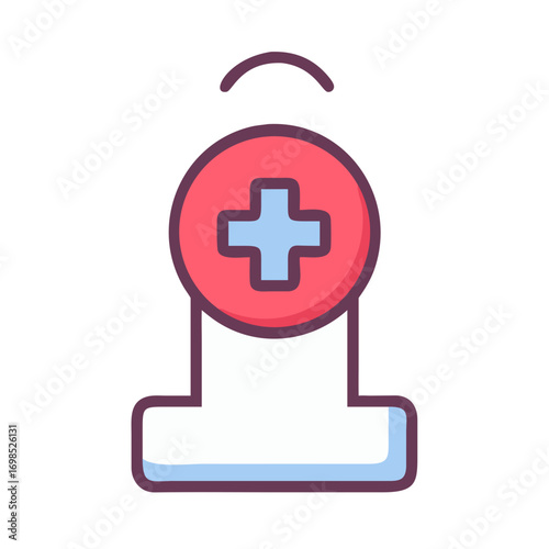 Stylized medical cross icon with signal on black background