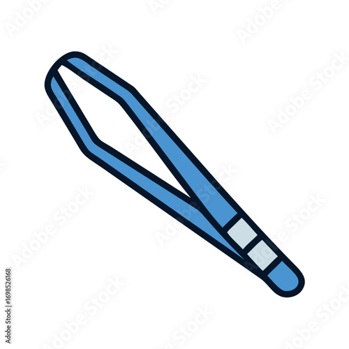Stylized Blue Tweezers Isolated on Black Background in Digital Art