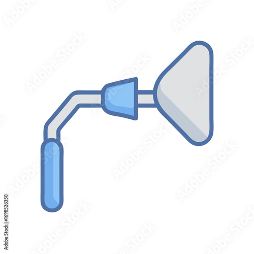 Isolated blue and white dental mirror for oral exam