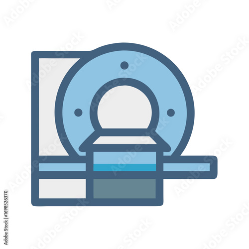 Medical MRI scanner machine icon on black background