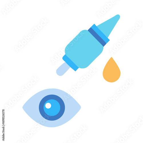 Eye drop bottle with drop above eye symbol icon