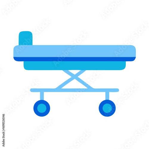 Blue medical gurney vector illustration on black background