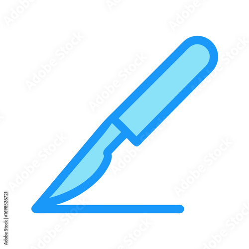 Blue scalpel graphic icon illustration on black background