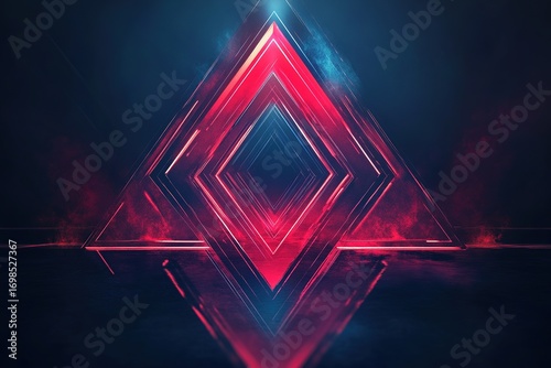 Wallpaper Mural futuristic geometric shapes glowing in dark background Torontodigital.ca