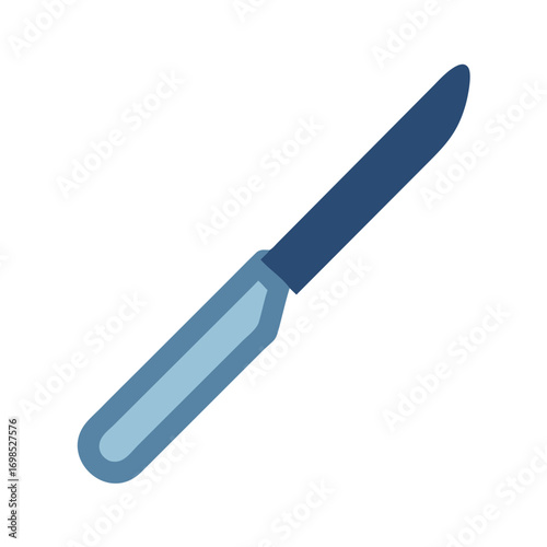 Simple blue butter knife on black background graphic illustration