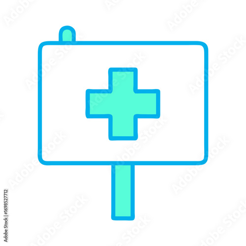 Cyan medical sign on a black background illustration