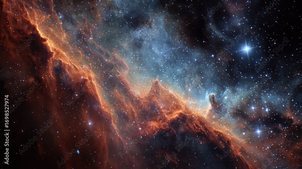 Fototapeta premium Celestial Nebula Drift: Cosmic Dust and Starlit Clouds