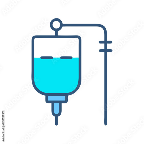Simple illustration of saline bag on a black backdrop