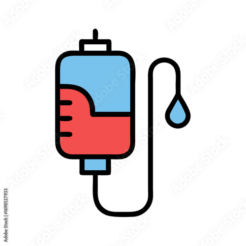 Medical IV Drip Infusion Bag Icon on Black Background