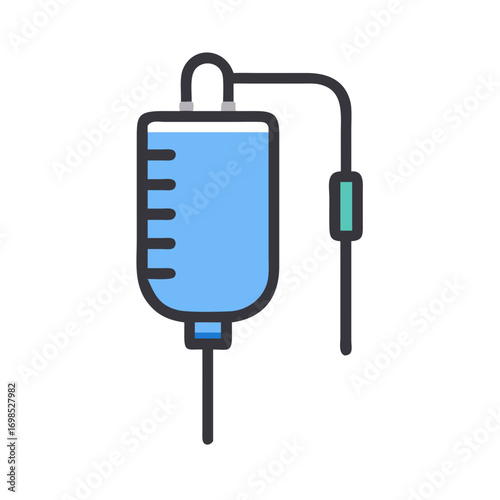 Stylized intravenous drip illustration against a black background