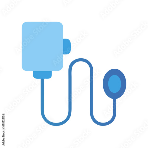 Medical equipment icon with sensor and wire on black