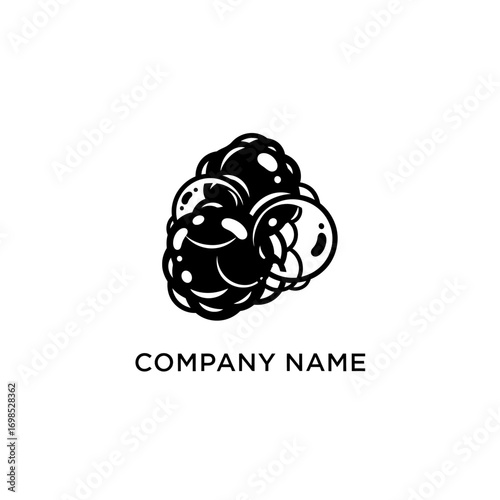 Abstract black and white berry cluster logo design illustration.