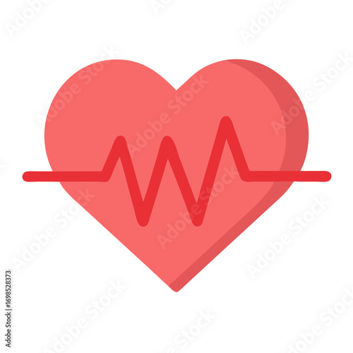 Red heart with a heartbeat on a black background
