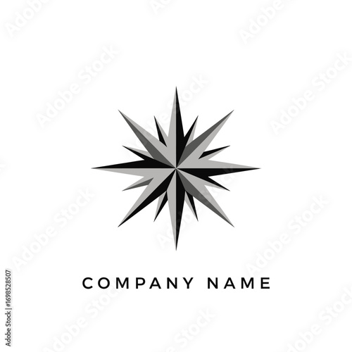 Abstract Geometric Star Compass Rose Logo Design.