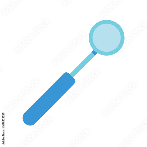 Flat design dental mirror in light blue shades