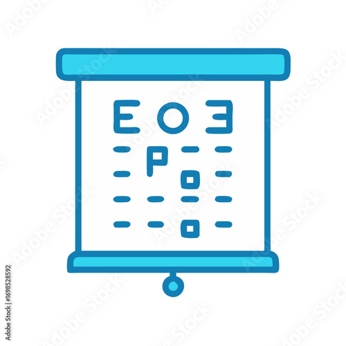 Eye chart icon in bright blue flat design style