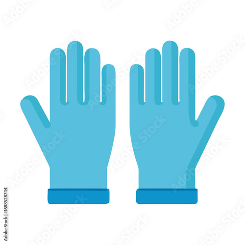 Pair of blue medical gloves on black background
